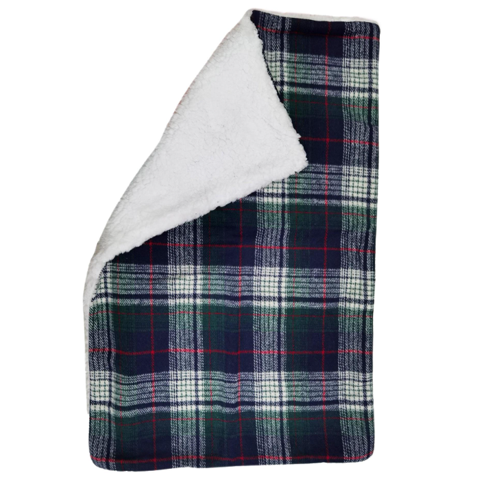 Sherpa-Lined Dog Blanket - Blue & Green Plaid