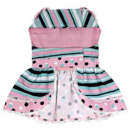 Dots & Stripes Harness Dress - Pink & Teal