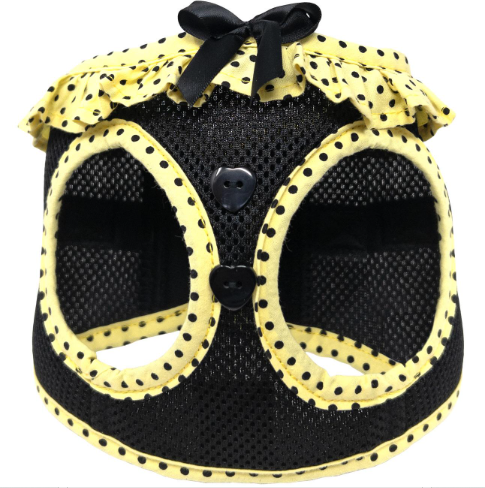 American River Choke Free Dog Harness Polka Dot Collection - Yellow and Black Polka Dot