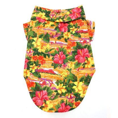 Hawaiian Camp Shirt - Sunset Hibiscus