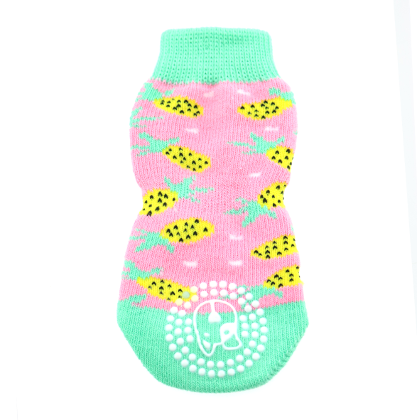 Non-Skid Dog Socks - Pink Pineapple