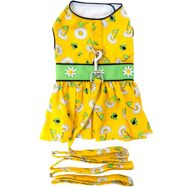 Ladybugs and Daisies Dog Dress with Matching Leash