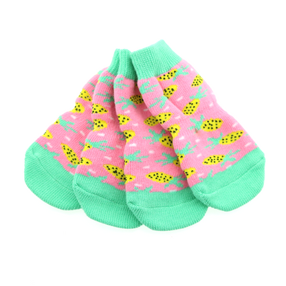 Non-Skid Dog Socks - Pink Pineapple